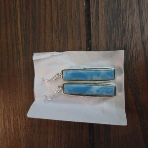 Elegant Larimar Silver and Blue Dangle Earrings